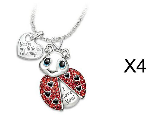 Collar Colgante Mariquita Adorable Corazón Rojo con Brillantes y Letra de Moda - Image 8