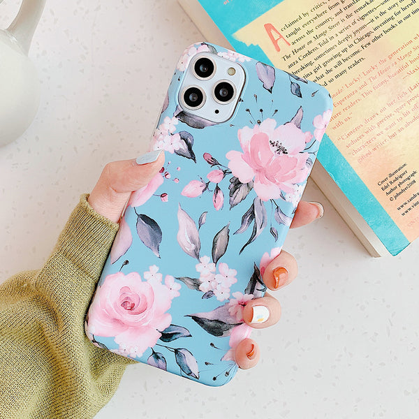 Funda para celular con diseño vintage de hojas de plátano y flores acuarela