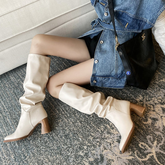 Tacones de Bloque con Punta Cuadrada
