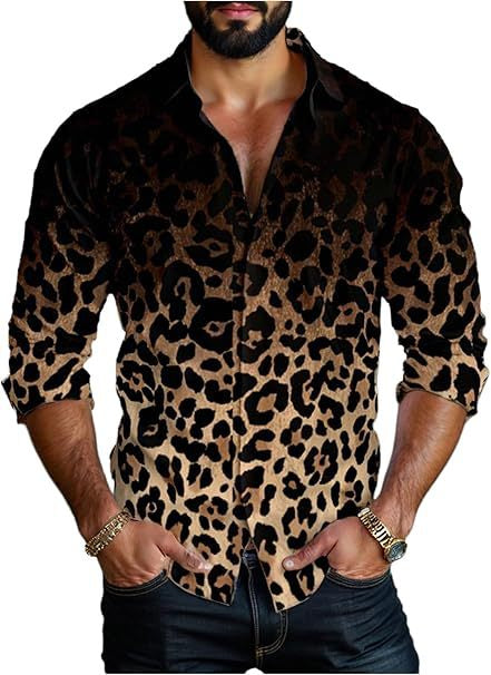 Camisa Estampado Leopardo Manga Larga para Hombre - Image 8