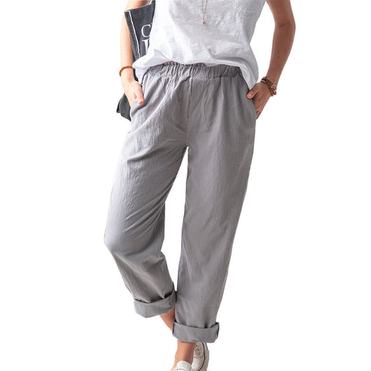 Pantalón Recto de Talle Alto Elástico en Colores Lisos - Image 2
