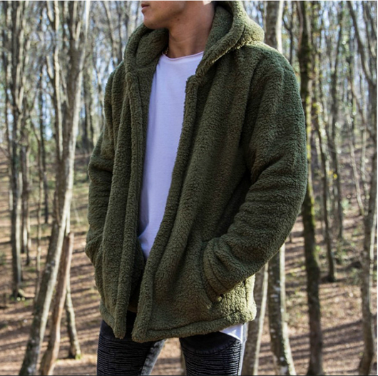 Chaqueta Hoodie Polar Cálida para Hombre - Diseño Liso Versátil - Image 16