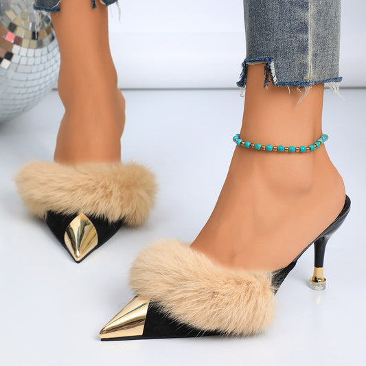 Pantuflas Cerradas de Tacón Bajo con Forro Suave