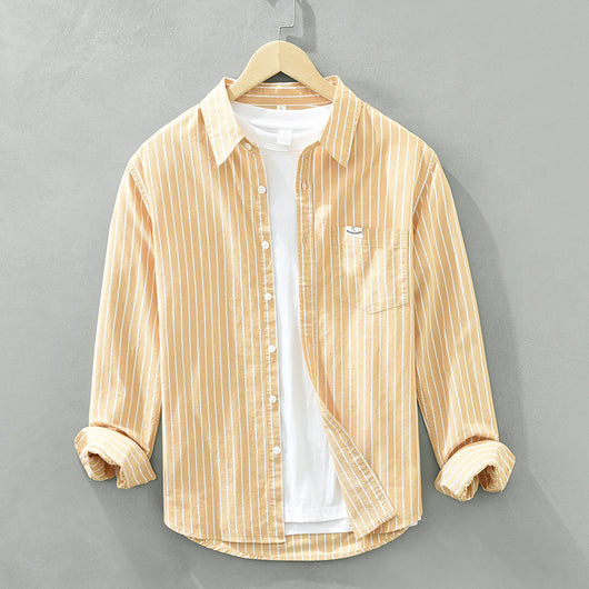 Camisa Oxford Casual de Rayas para Hombre - Corte Relajado y Manga Larga - Image 7