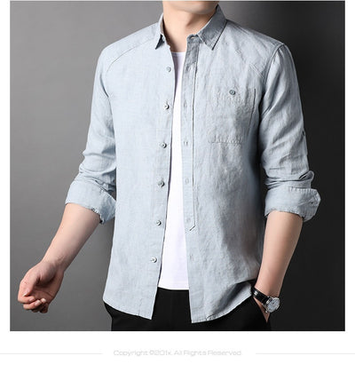 Cardigan de Lino Puro para Hombre - Manga Larga Primavera Verano - Image 12