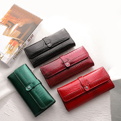 Billetera de Cuero Brillante para Mujer - Colección Verano
