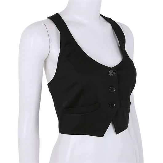 Chaleco Ajustado de Cuello V con Botones para Mujer - Image 9