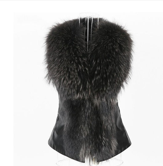 Chaleco de Piel Sintética con Cuello de Mapache - Abrigo Corto Elegante - Image 8