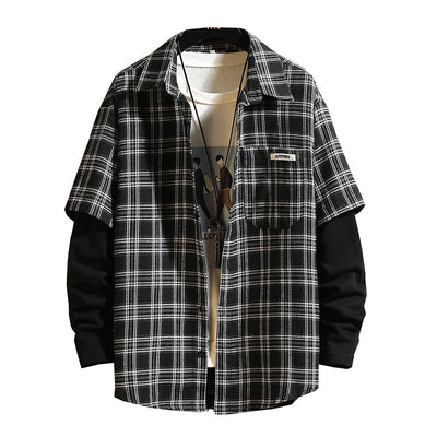 Camisa de Cuadros Falsa Dos Telas para Niños y Adolescentes - Manga Larga - Image 7