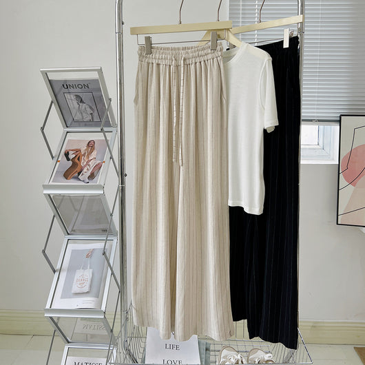 Pantalones Anchos de Lino y Algodón a Rayas - Comodidad Absoluta