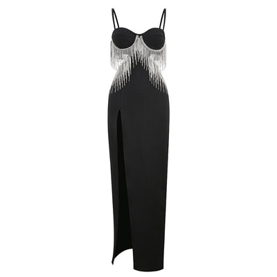Vestido Metalizado de Cintura Alta con Aberturas Laterales - Image 14