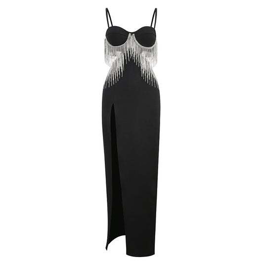 Vestido Metalizado de Cintura Alta con Aberturas Laterales - Image 14