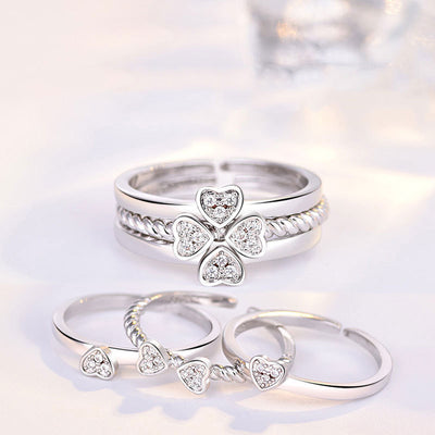 Anillo Trébol de Cuatro Hojas 3 en 1 para Mujer - Ajustable y Versátil - Image 7