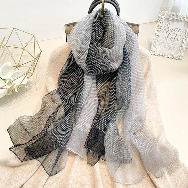 Bufanda Japonesa Blanco y Negro para Mujer
