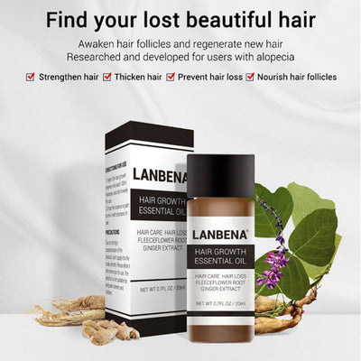 Aceite Esencial Tratamiento Capilar LANBENA - Prevención de Caída y Crecimiento 20ml