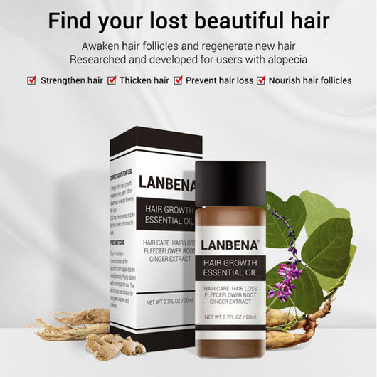 Aceite Esencial Tratamiento Capilar LANBENA - Prevención de Caída y Crecimiento 20ml