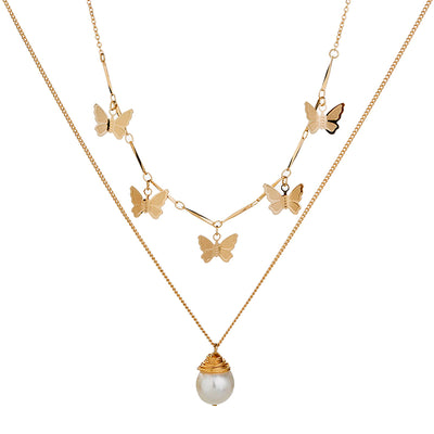 Collar Mariposa de Perlas de Agua Dulce Natural Multicapa - Image 9