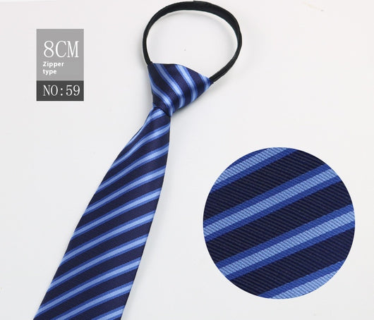 Corbata Negra Rayada Azul con Cierre Rápido - Corbata Ejecutiva Lazy Zip - Image 60