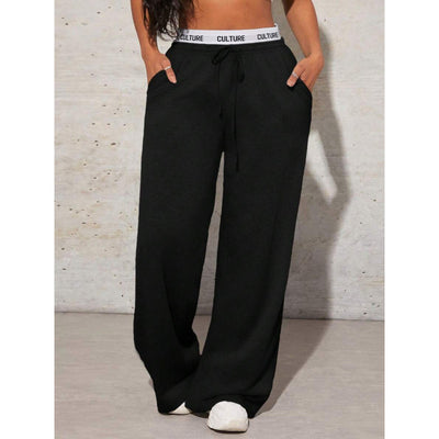 Pantalones Anchos Casual con Estampado de Letras para Mujer - Image 3