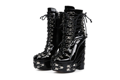 Tacones Altos de Moda New Rivets para Mujer en Negro - Image 13