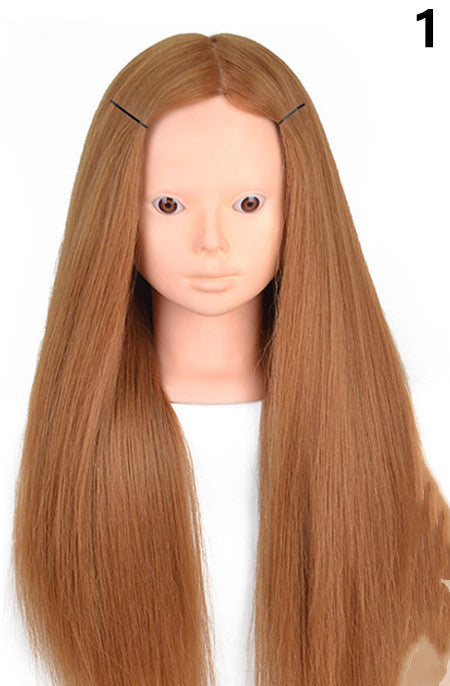 Cabeza de Práctica para Peluquería con Cabello Natural - Image 3