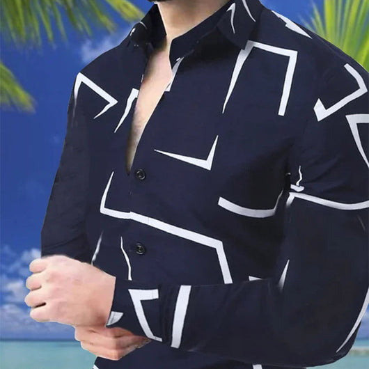 Camisa Casual de Manga Larga con Impresión Digital 3D para Hombre - Image 5