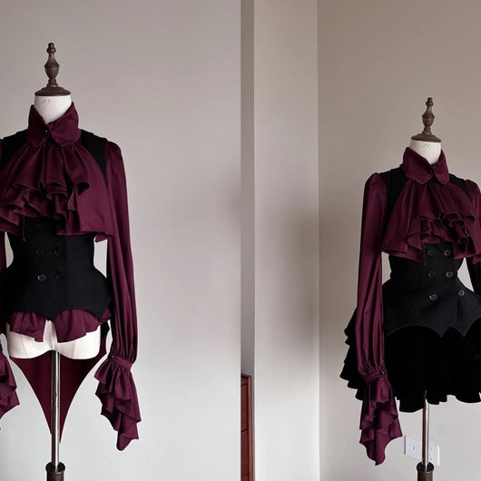 Blusa Gótica Retro de Manga Larga con Volantes - Image 5