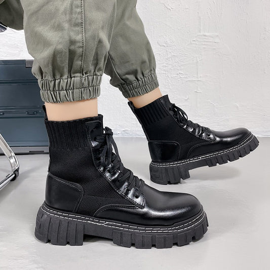 Botas Martin Plataforma Estilo Británico Caña Alta