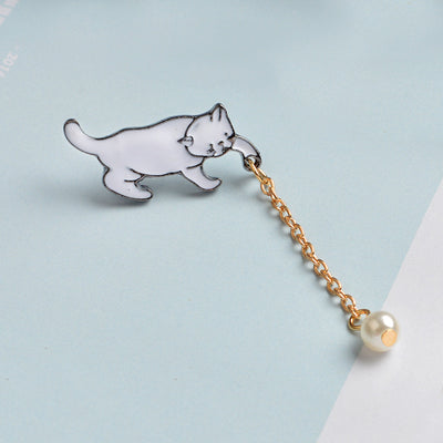 Broche de Gatito Anime con Perla - Accesorio de Moda Kawaii - Image 2