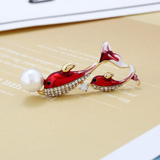 Broche Delfines Dobles con Aceite Derramado - Joya Femenina Adorable y Versátil - Image 2