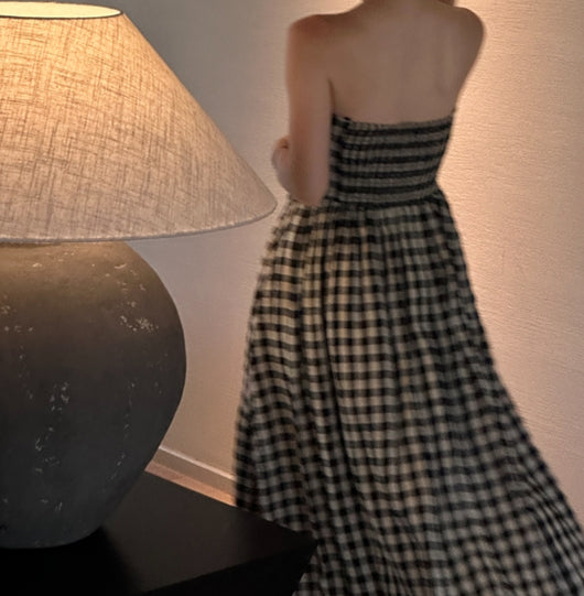 Vestido Tubo de Lino Puro con Pliegues y Tirantes Desmontables Dos en Uno - Image 7