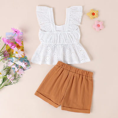 Conjunto de Short y Blusa Blanca con Volantes y Moño - Image 20