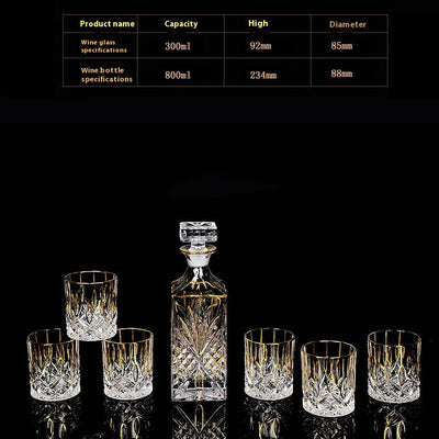 Juego de Copas de Cristal para Whisky y Vino con Detalles Dorados - Image 12