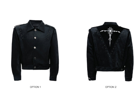 Chaqueta de Cuero Corta con Remaches y Bordado - Image 12