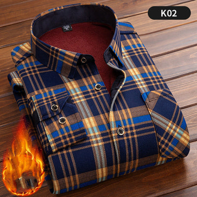 Camisa Cálida Acolchada de Terciopelo para Hombre Talla Grande - Image 25