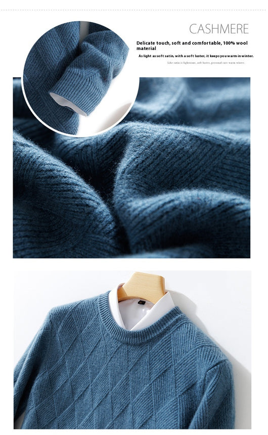 Suéter de Lana Pura para Hombre - Cuello Redondo Holgado y Acolchado - Image 25