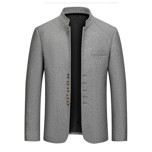 Traje Zhongshan de Lana Tweed con Cuello Mao - Elegancia Tailored Refinada - Image 2