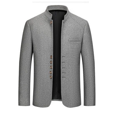 Traje Zhongshan de Lana Tweed con Cuello Mao - Elegancia Tailored Refinada - Image 2