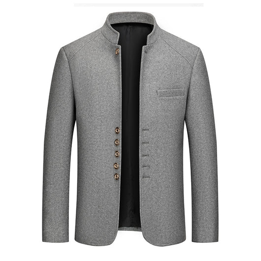 Traje Zhongshan de Lana Tweed con Cuello Mao - Elegancia Tailored Refinada - Image 2