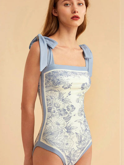 Traje de Baño Vintage Francés Estampado Doble Cara Ajustado - Image 10