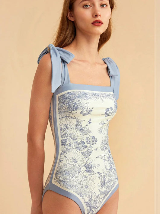 Traje de Baño Vintage Francés Estampado Doble Cara Ajustado - Image 10