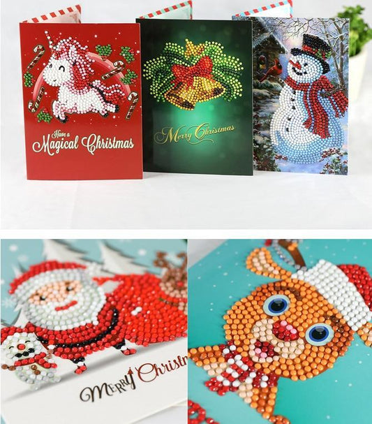 Tarjeta de Navidad con Pintura de Diamantes Creativa