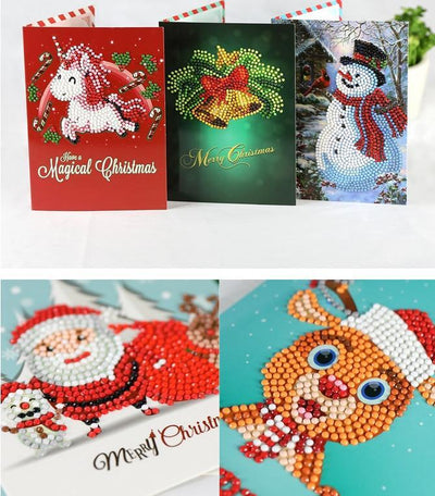Tarjeta de Navidad con Pintura de Diamantes Creativa