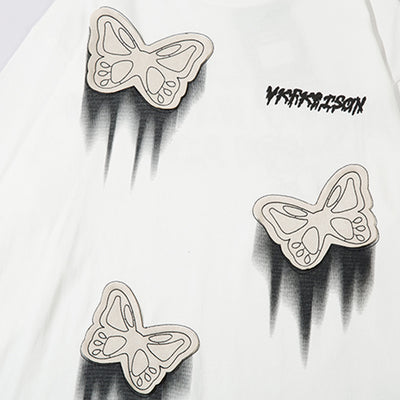 Camiseta de Algodón para Hombre con Parche Decorativo de Mariposa - Image 8
