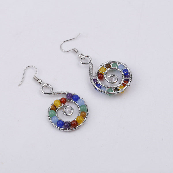 Aretes de Piedras Naturales Multicolores con Cuentas Artesanales