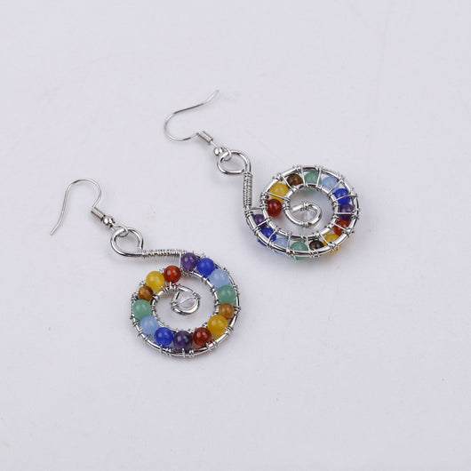 Aretes de Piedras Naturales Multicolores con Cuentas Artesanales
