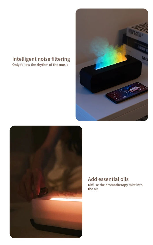 Difusor de Aroma con Efecto Llama Dinámico, Control Remoto y Luces Sincronizadas con Música - Image 21