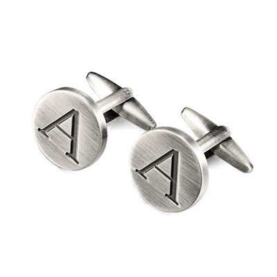 Gemelos de Camisa Francés Letras Plata Antigua para Hombre - Image 18