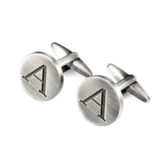 Gemelos de Camisa Francés Letras Plata Antigua para Hombre - Image 18