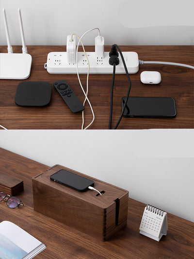 Organizador de Escritorio en Madera Maciza con Soporte para Router y Cables - Image 9
